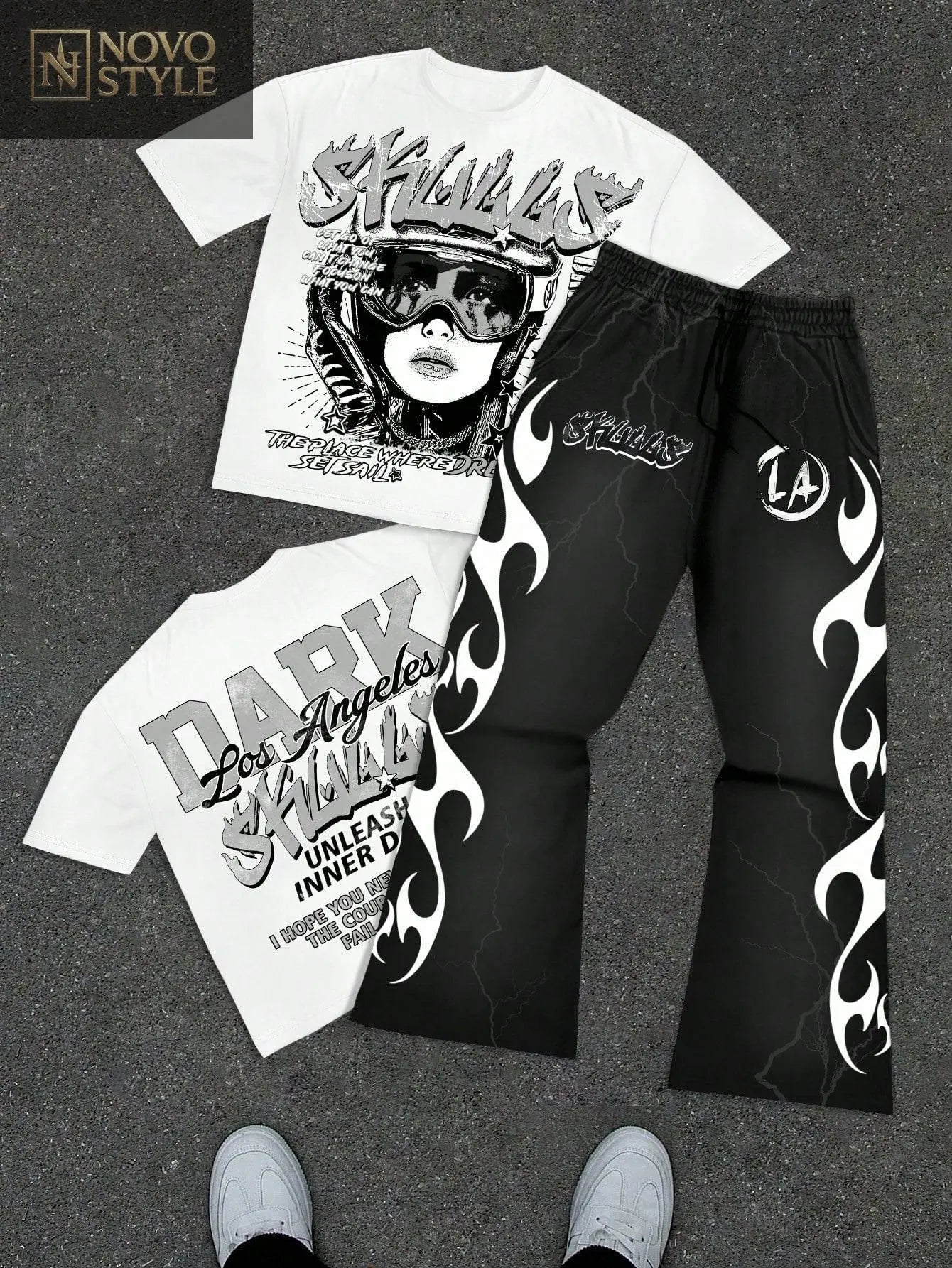 Manfinity EMRG 2pcs Men Funny Portrait & Letter Graphic Casual Street Style Round Neck Short Sleeve T-Shirt And Flared Sweatpants Set Novo Style