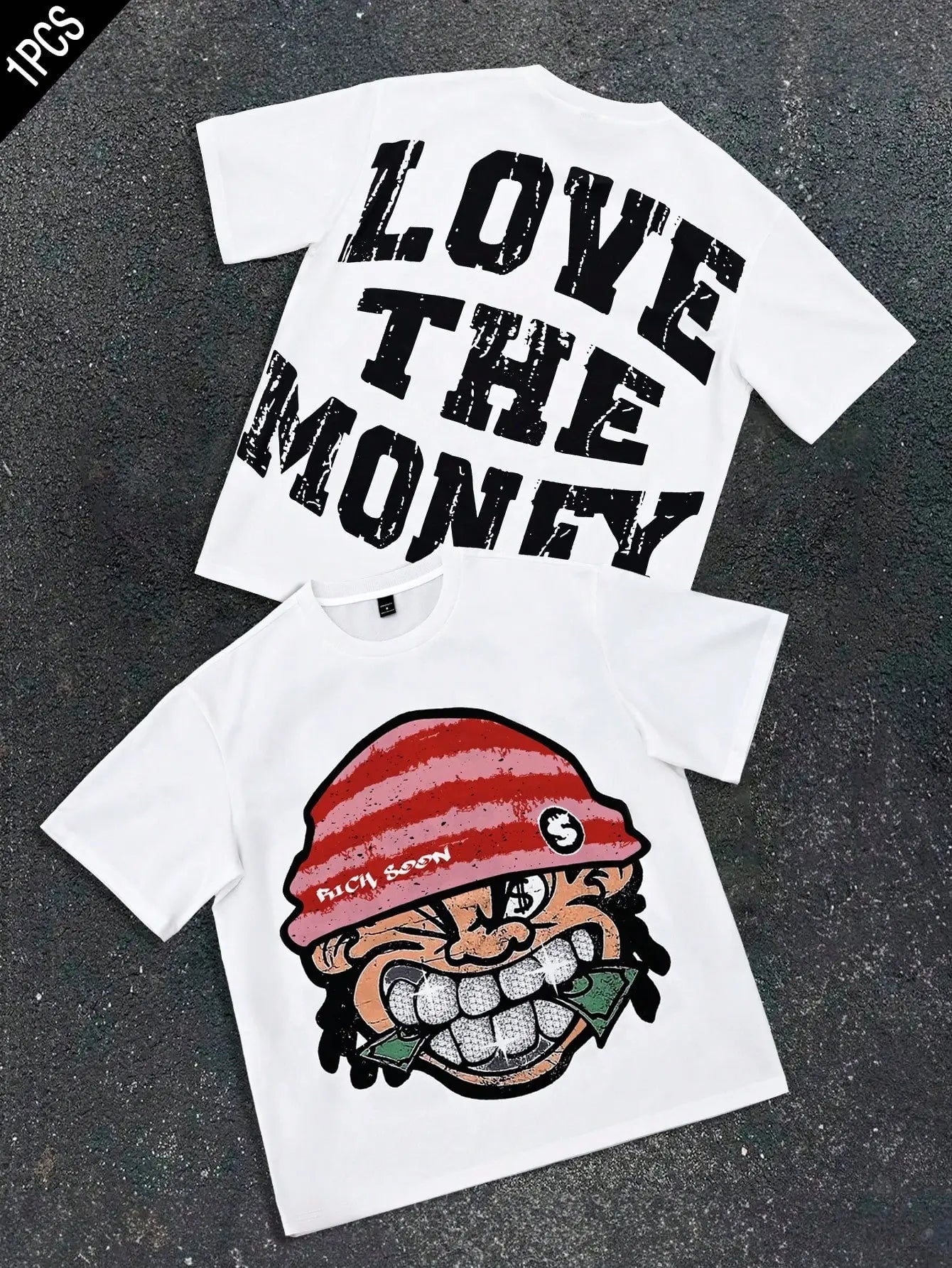 Novo Style  Men's Round Neck Short Sleeve T-Shirt, Simple And Fashionable, Suitable For Summer Manfinity EMRG Men's Summer Cartoon Character Print Round Neck Short-Sleeved Shirt, Spring And Summer Men's Clothing, Boyfriend Gifts Novo Style