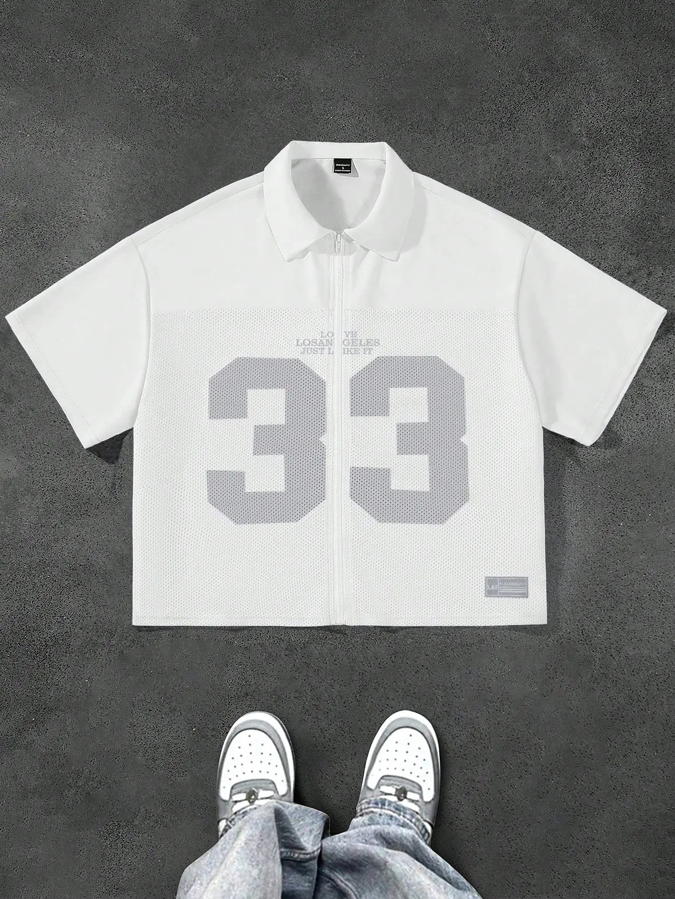 Novo Style  Men's Short Sleeve Mesh Insert Digital Print Zip Front Shirt , Men Cropped Shirt , Shirts Streetwear Novo Style