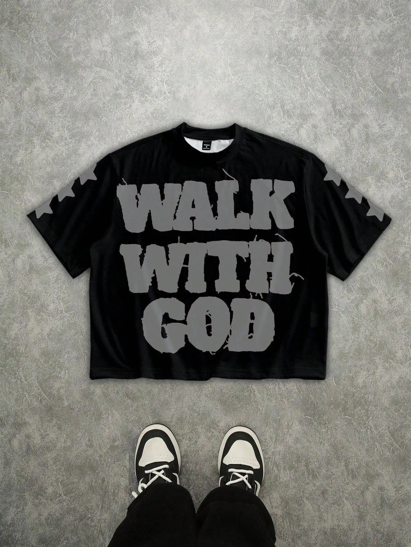 Novo Style  Men's Street Letter Graphic Short Sleeve Casual Cropped Loose T-Shirt Novo Style