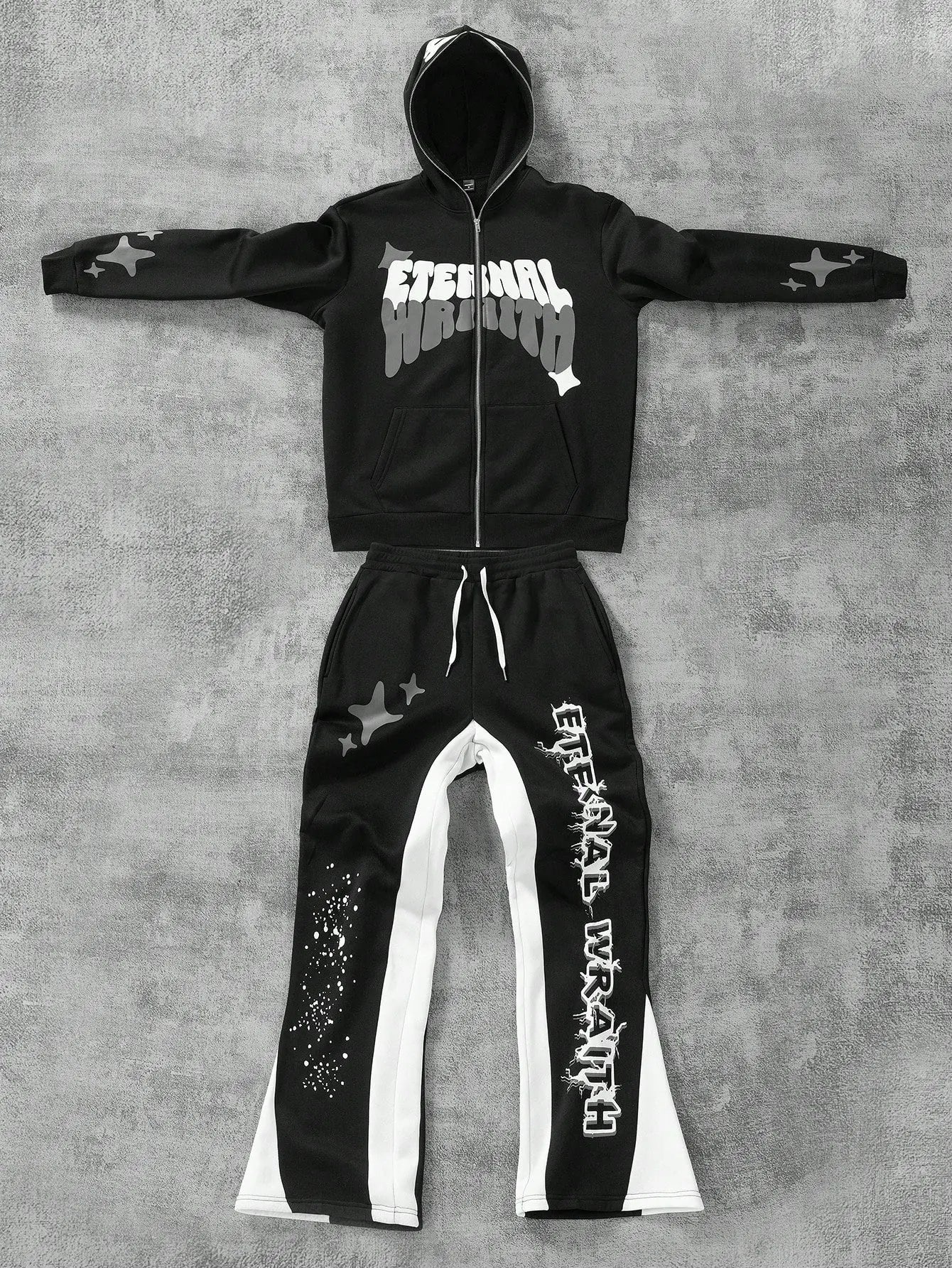 Novo Style  Men's Zip-Up Hoodie Sweatshirt & Pants Set Men Graphics Sweatsuits Hip Hop Clothes Novo Style